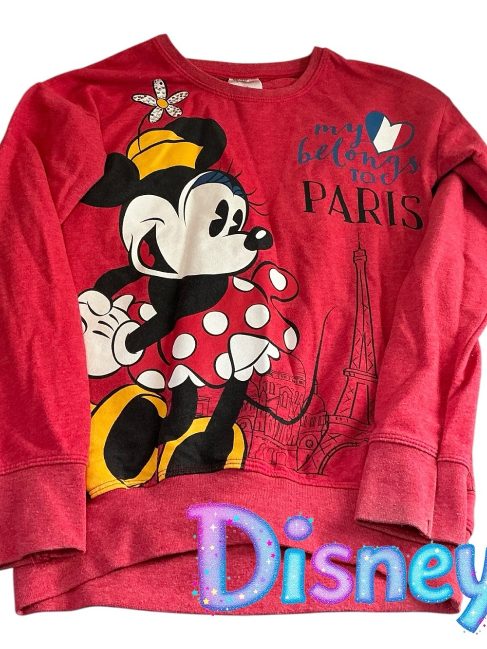 Disney Red Minnie Mouse Paris Sweatshirt for Kids size 7-8